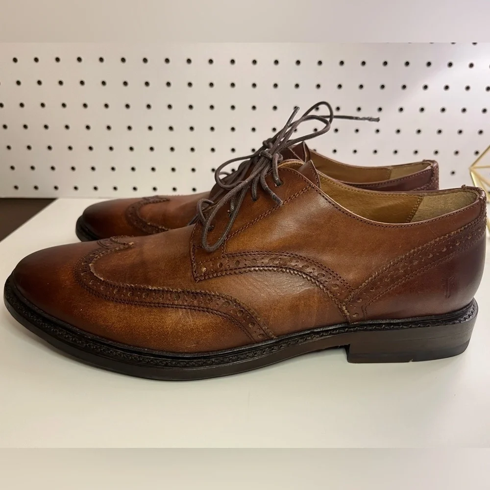 Frye Paul Bal Men's Size 10.5 D Shoes Brown Leather Cognac Lace Up Wingtip Derby